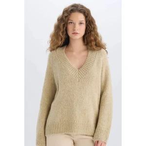 Oversize Geniş Kalıp V Yaka Triko Kazak A3264AXNS