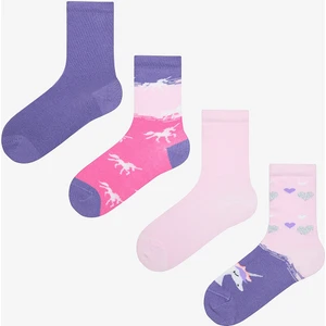 Kız Çocuk Running Unicorn 4lü Çok Renkli Soket Çorap