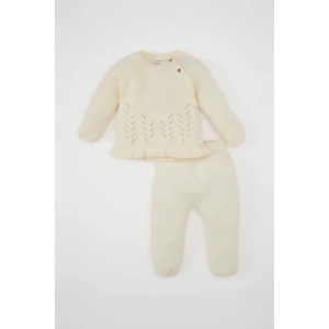 Kız Bebek Yılbaşı Temalı 2'li Triko Takım Uzun Kollu Üst Esnek Belli Alt C9766A524WN