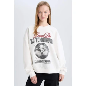 Coool Loose Fit Bisiklet Yaka Baskılı Kalın Sweatshirt E1497AX24WN