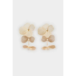 Kadın Çiçek Motifli Mat Gold Küpe E1325AXNS
