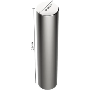 Çubuk Mıknatıs Neodyum Çubuk Mıknatıs D5X25MM ( 5mm Çap - 25 mm Uzunluk )