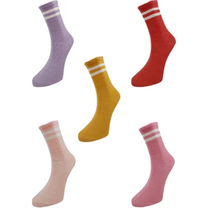 Bayan Renkli Çizgili Tenis Kolej Çorabı