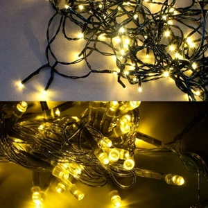 8 Kademe Siyah Kablolu 50 Ampullü LED Işık Gün Işığı Renk 5 Metre Yılbaşı Işığı Iç Mekan