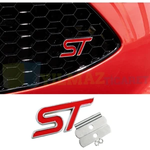 St 3D Metal Vidalı  Ön Panjur  Amblem (Kırmızı Gümüş)Arma