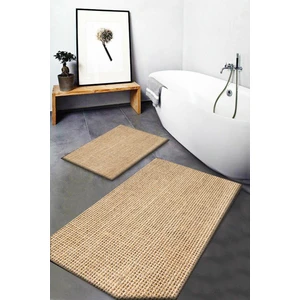 TeknoTrust Hasır ve jüt desenli yıkanabilir kaymaz banyo paspas takımı, şık ve dayanıklı.