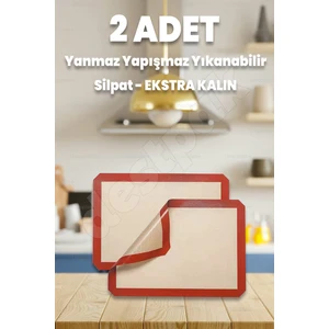 2 Adet Silpat - Yanmaz, Yapışmaz, Tekrar Kullanılabilir, Erimez - Kullan Atma - Silikon Pişirme Matı