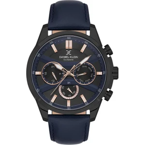Daniel Klein DK.1.13794-5 Exclusive Tüm Fonksiyonları Aktif 5 Atm Suya Dayanıklı Deri Kordonlu Lacivert Erkek Kol Saati