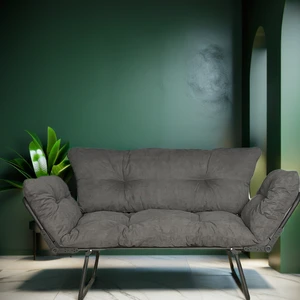 Yatak Olabilen Mekanizmalı Ikili Kanepe | Pratik ve Şık Tasarımlı Katlanır Çekyat | Soho | Füme