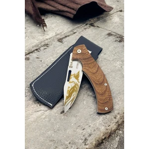 Isme Özel Kamp Outdoor Çakı Kılıflı Paslanmaz Çelik Elde Üretim Kurt Işlemeli Set