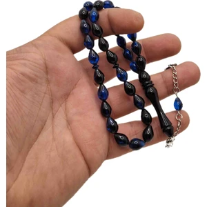 Han Ticarethane Mavi Siyah Renk Toz Kehribar Tesbih