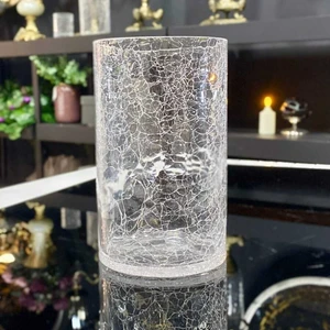 Denizli El Imalatı Silindir Cam Vazo (Çatlama Desen Özel Tasarım)
