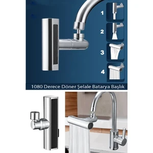 Krom Tasarruflu 4 Modlu Şelale Ayarlanabilir Musluk Başlığı Mutfak Eviye Bataryası Lavabo Bataryası