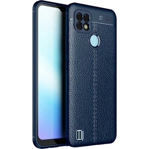 Realme C21 Kılıf Deri Görünümlü Slim Silikon
