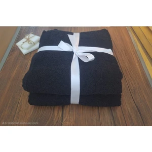 Banyo Dünyam 2 Adet %100 Pamuklu Siyah El Ve Yüz Havlusu / Baş Havlusu 50x85 Cm