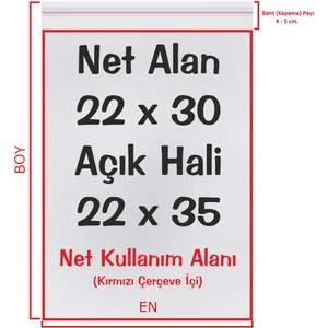 22X30+5 Cm. (22*35) 250 Adet - Şeffaf Bantlı Yapışkanlı Jelatin Poşet