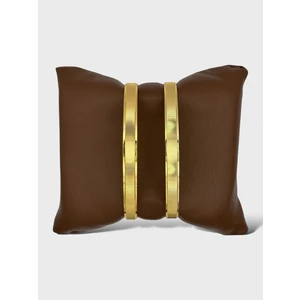 Arnes Jewelry Çelik 22 Ayar Altın Kaplama Çizgili Kalın Ajda Bilezik - 2 Adet