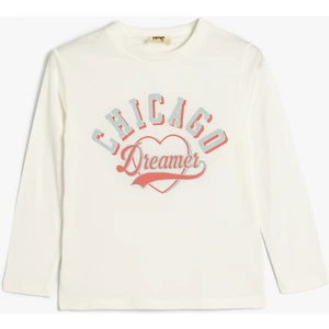 Tişört Şehir Baskılı Uzun Kollu Bisiklet Yaka Pamuklu