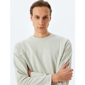Bisiklet Yaka Uzun Kollu Pamuk Karışımlı Dikiş Detaylı Basic Sweatshirt