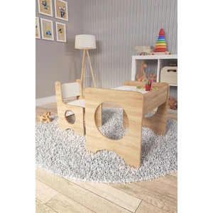 Zeo Wood Design Montessori Çocuk Oyun & Aktivite & Çalışma Masa ve Sandalyesi