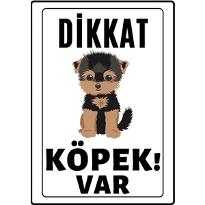 Emach Dizayn Dikkat Köpek Var Uyarı Ikaz Levhası Pvc Kaplama A4 Minik Siyah