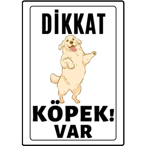 Emach Dizayn Dikkat Köpek Var Uyarı Ikaz Levhası Pvc Kaplama A4 Afacan
