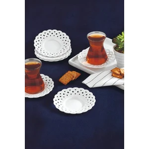 Çay Tabağı Porselen Görünüm 18 Adet Tabağı Seti Seti 721011