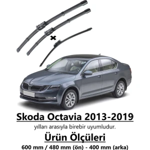 Skoda Octavia 2013-2019 Uyumlu Ön ve Arka Muz Silecek Seti