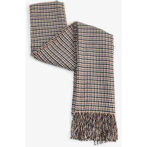 Ekoseli Püsküllü Uzun Atkı