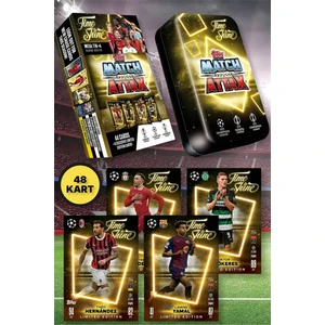 Topps Match Attax 24-25 Uefa Metal Kutulu Futbolcu Kartları Mega Tin Box - 48 Kart (Sarı Kutulu)