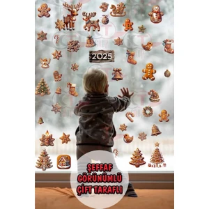 Kt Grup Yeni Yıl Yılbaşı Hoşgeldin 2025  Şeffaf Çift Taraflı Cam Kapı Duvar Sticker Seti