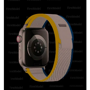 Apple Watch Trail Loop Cırtlı Bant Kordon ( Seri 10 - 46 mm Uyumlu) Sarı Lacivert