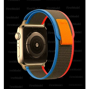 Apple Watch Trail Loop Cırtlı Bant Kordon ( Seri 10 - 42 mm Uyumlu) Yeşil Kırmızı