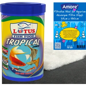 Tropical Mix Granulat 1000 ml Lepistes-Melek-Tetra-Moli Balık Yemi, Soffice Filtre Elyaf 34 x 180  cm 70 gr