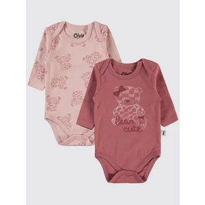 Civil Baby Kız Bebek 2'li Çıtçıtlı Badi 3-18 Ay Bordo