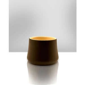 Ceramic Art Decor El Yapımı Seramik Saksı - İçi Sırlı - 13 cm x 10 cm - Kahve Renk