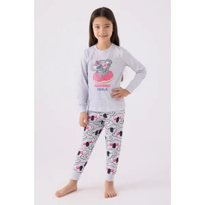Rolypoly Kız Çocuk Uzun Kol Pijama Takım RP3490 Kar Melanj