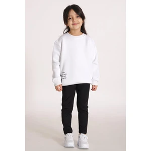 Yazı Baskılı Ekru Renk Kız Çocuk Sweat