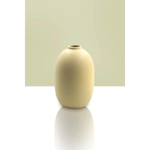 Ceramic Art Decor Seramik Vazo - Mid Top Dekorasyon - 17 cm  x 12 cm  - Bej
