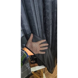 Siyah Renk Fileli Tül Perde 1/2pileli Mutfak Ofis Büro Tül Perde