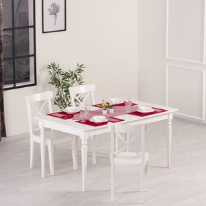 Tropik Home Amerikan Servis Supla ve Runner Seti 12 Kişilik Set Kırmızı Ekose Desen Salon ve Masa Sunum Takımı