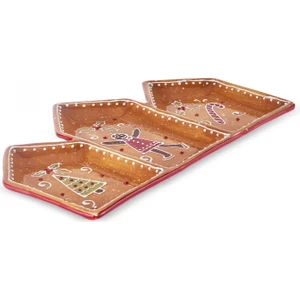New Year Yılbaşı Gingerbread Triplate Servis Tabağı