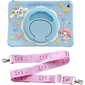 TEKNETSTORE Galaxy Tab S6 Lite P610/P620 10.4" Uyumlu Lucky Star Standlı Çocuk Kılıfı Askılı Silikon