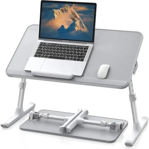 Saiji AL30 Ayarlanabilir Laptop Masası – Yatakta Çalışma Için Ergonomik Tasarım, Yükseklik ve Açı Ayarı, Katlanabilir Sledge Bacaklar, Pvc Deri Yüzey ile 17″ Inç Laptop Uyumluluğu