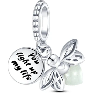 925 Ayar Gümüş Karanlıkta Parlayan Ateşböceği Sallantılı Charm