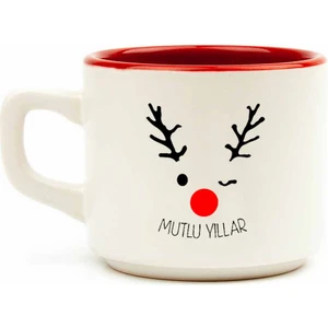Palto Tasarım Geyik Beyaz Venüs Kupa No:16-Yılbaşı Temalı Kupa
