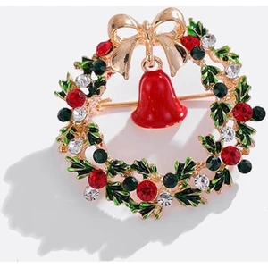 Yılbaşı Hediyelik Çamlar Arasında Noel Figürlü Broş