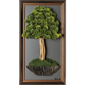 Bonsai Tablaeu - 5b - Mdf Plaka Üzerinde Çerçeveli 3 Boyutlu Yapay Ağaç Tablosu 33X60 cm