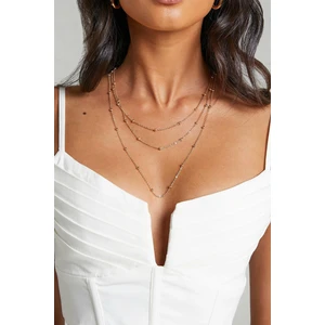 3 Sıralı Altın Kaplama Vıp Kadın Top Zincir Kolye