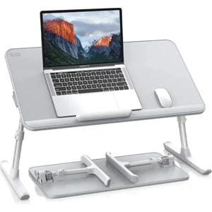Saiji AL33 Yükseklik ve Açı Ayarlı Laptop Masası Çalışma Okuma Için Ergonomik Laptop Standı, Katlanabilir, Taşınabilir ve Çevre Dostu Pvc Deri Yüzey, 17 Inç Dizüstü Bilgisayar Uyumlu Kilit Fonksiyonlu